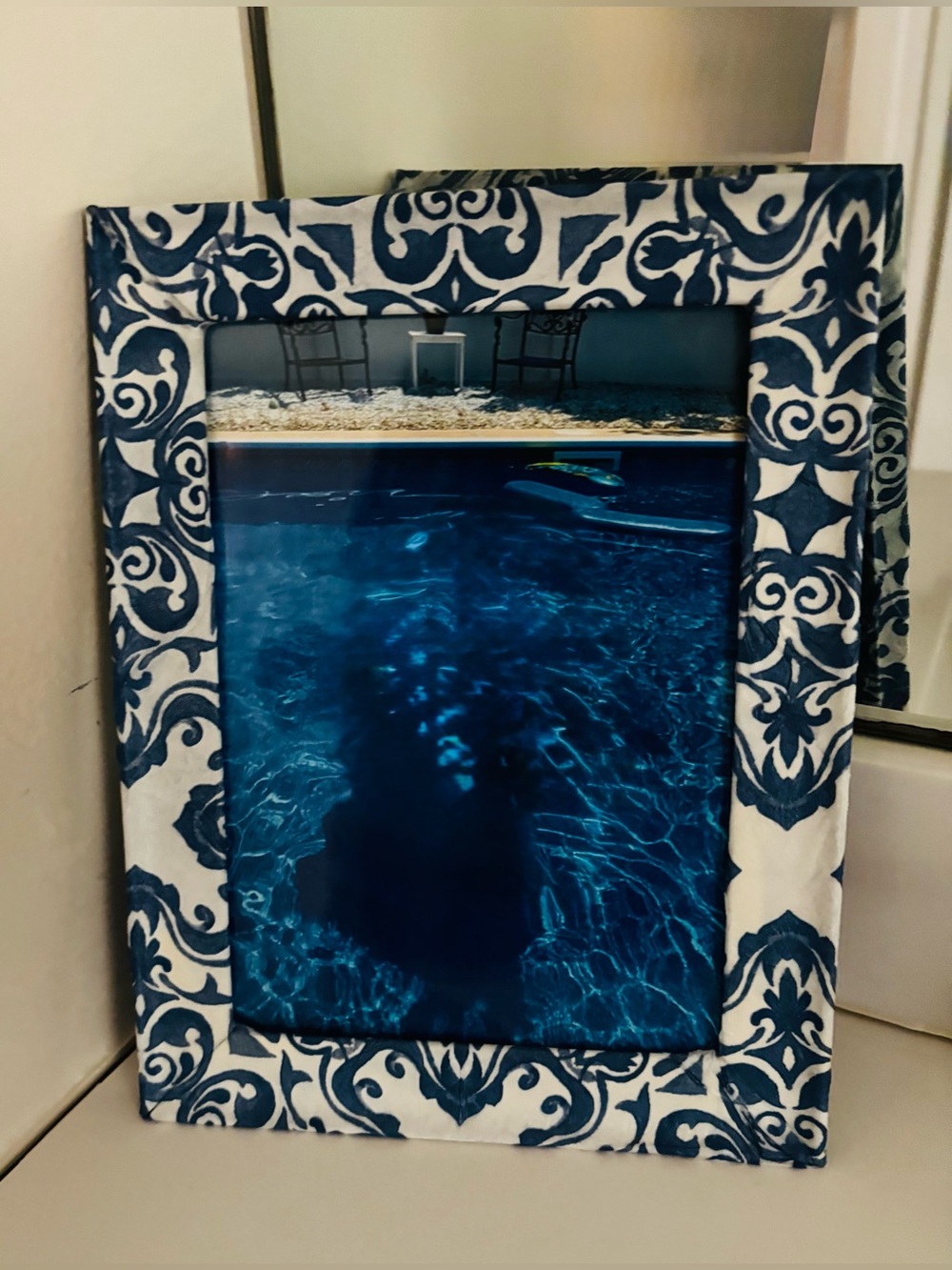 Blue and White Damask 5x7 Picture Frame